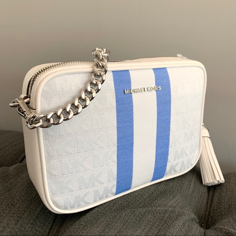 NWT MK monogram camera bag white blue silver - Picture 3 of 7